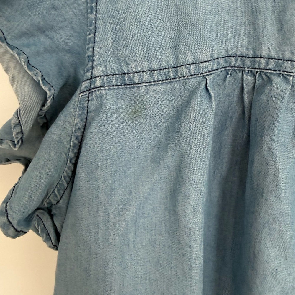 GAP Women's Chambray Ruffle Sleeve Top - Picture 8 of 9